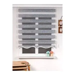 Trend Stor Perde Ithal Bambu Açık Gri Bambu Stor Zebra Perde Etek Dilimli 160x200 cm