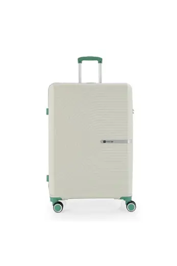 Bavul Büyük ve Kabin 2li Set Kırılmaz Silikon Valiz V374 Kemik/SuYeşili