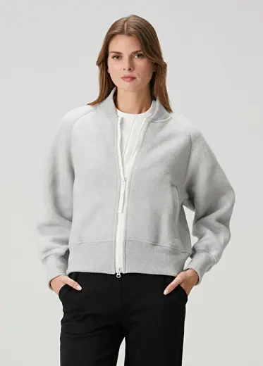 Sierra Fleece Gri Yün Bomber Ceket