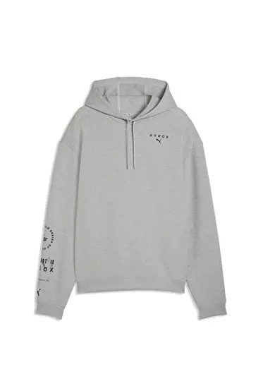 Puma x Hyrox Cloudspun Light Gray Heather Kapüşonlu Erkek Spor Sweatshirt