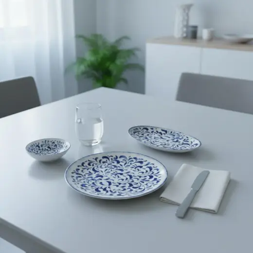 GÜRAL PORSELEN Camelia 12 Parça 4 Kişilik Kahvaltı Takımı 5556