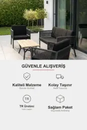 Upstyle Lido Bahçe & Balkon Oturma Takımı Antrasit Siyah 7