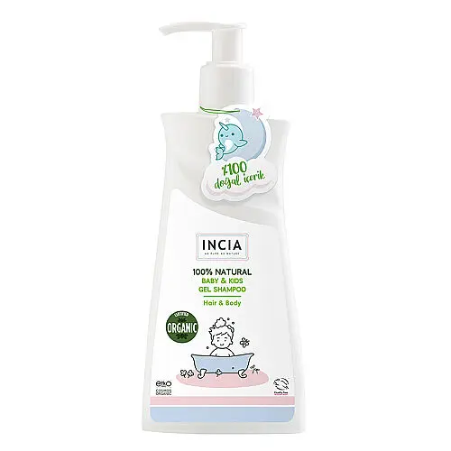 INCIA Çocuklar İçin Doğal Jel Şampuan Saç ve Vücut İçin 350 ml