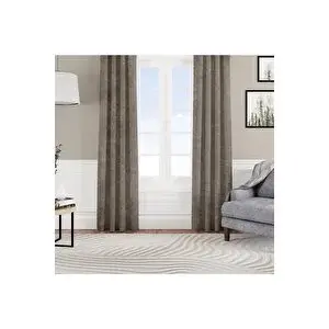 Goccia Home Kadife Dokulu Fon Perde Pilesiz Tek Kanat Açık Kahve 140x270 cm