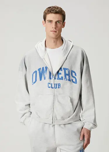 Açık Gri Kapüşonlu Sweatshirt