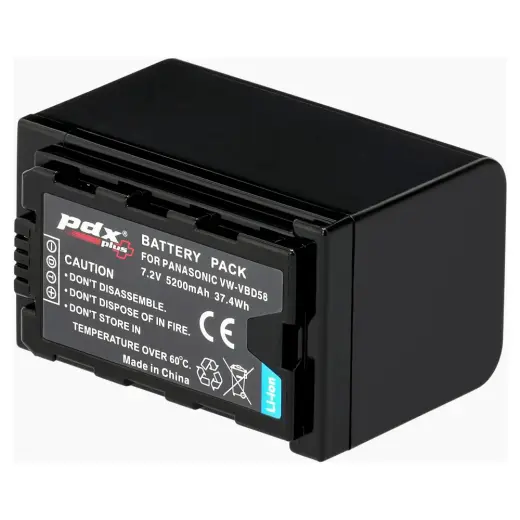 PDX Plus,Panasonic ile uyumlu VW-VBD58 Video Camera Bataryası.5200 mAh