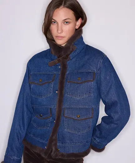 Suni kürklü denim mont