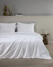 Miroiter Çift Kişilik %100 Pamuk Simli Saten Çarşaflı Nevresim Takımı - Beyaz/Gold 2