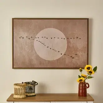 Evidea Deco Pajaros Tablo - Bej - 90x60 cm