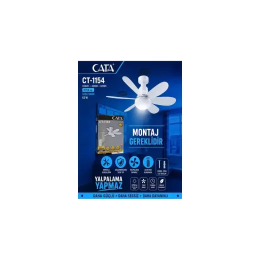 Cata Lodos Fan Led 62w Ct-1154 Kumandalı Işıklı Vantilatör E27 Duylu Değildir