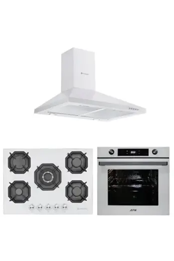 ve AFM Tech Marka / Valle Beyaz 5 Gözlü Ankastre Set (7701 +22 386 wok +1420 W60 Piramit)