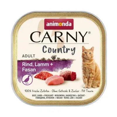 Animonda Carny Country Sığırlı Kuzulu ve Sülünlü Yetişkin Kedi Konservesi 100gr