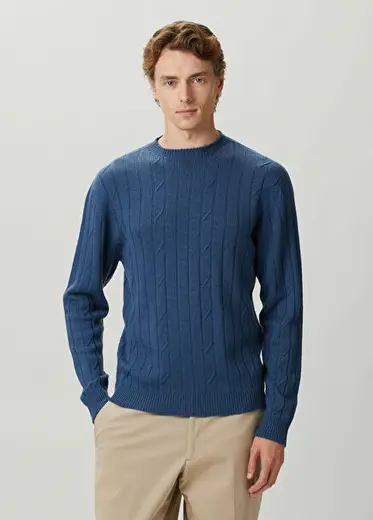 Orpin Indigo Yün Kazak