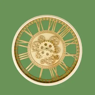 Galaxy Çarklı Duvar Saati - Krem / Altın - 50 cm