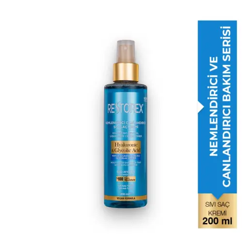 Restorex Hyaluronic & Glycolic Acid Nemlendirici Canlandırıcı Sıvı Saç Kremi 200 ml