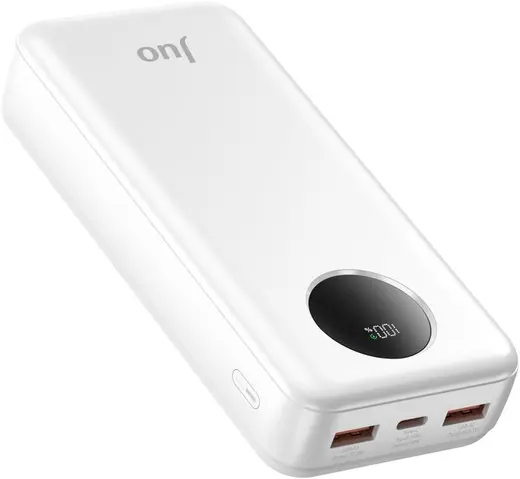 Juo 20000mAh 22.5W Dijital Led Ekranlı Taşınabilir Hızlı Şarj Cihazı Powerbank Beyaz