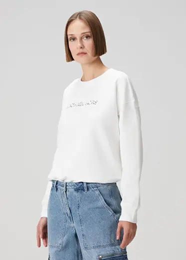 Beyaz Logolu Sweatshirt