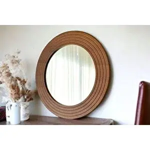 Vivense Dfn Wood Ahşap Görünümlü Mdf Yuvarlak Duvar Aynasi, 80x80