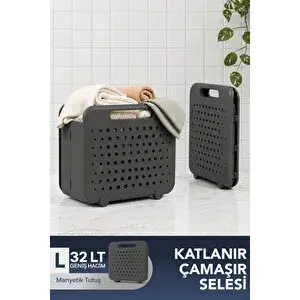 obido Katlanır Çamaşır Selesi 32 Lt Geniş Hacimli Portatif Çamaşır Sepeti