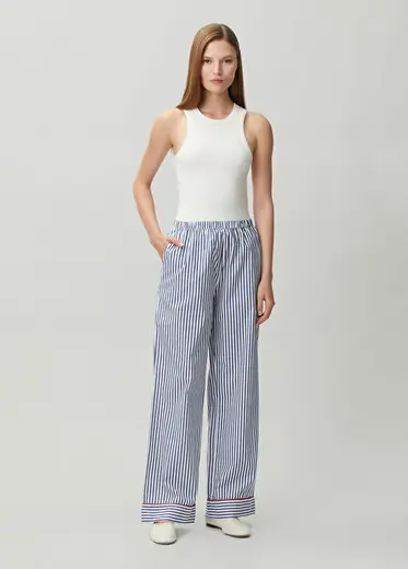 Galassia Lacivert Beyaz Çizgili Pijama Altı