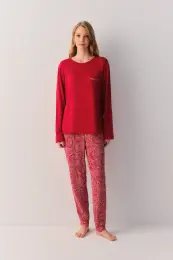 Kırmızı Paisley Pijama Takımı 1
