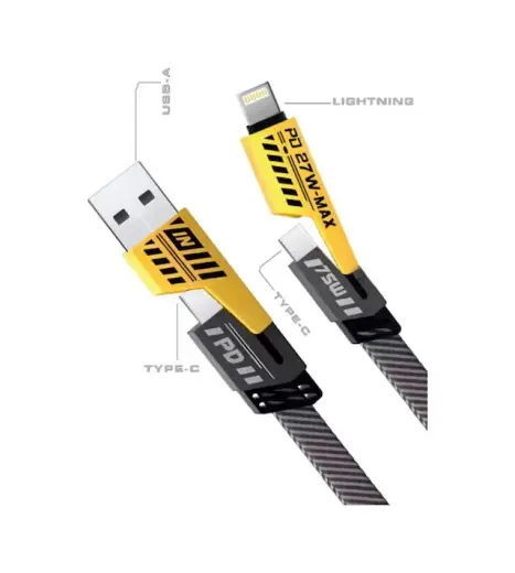 Platoon Pl-8916 Pd 27w Max Hızlı Şarj Kablosu Usb-a Type-c / Lightning 65w Örgülü