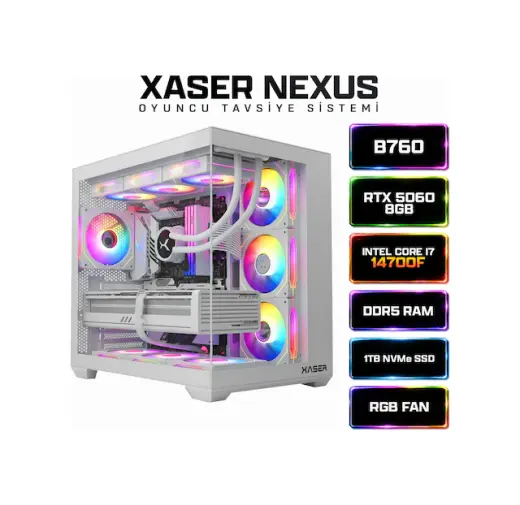 Xaser Nexus X60 i7-14700F 32 GB 1 TB SSD 8 GB RTX5060 Free Dos Masaüstü Oyuncu Bilgisayarı
