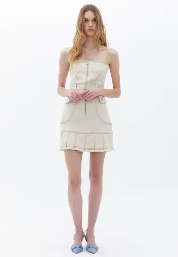 Pileli Mini Elbise