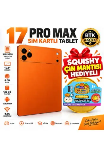 17 ProMax Sim Kartlı-Squıshy Çin Mantısı Hediyeli-Klavye+Mous+Kalem+Kılıf Full Set