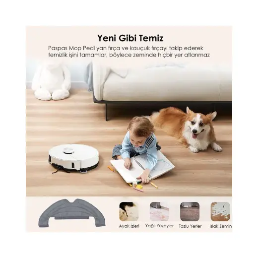 Özbience Robot Süpürge Mop Pedi / Bezi Seti, Temizlik Için Uyumlu ve Pratik