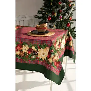 Ays Home Kırmızı Top Desen Yılbaşı Masa Örtüsü