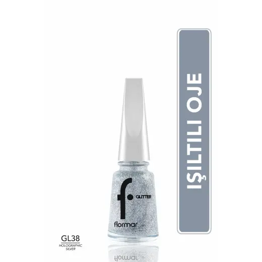 Flormar Glitter Yarı Saydam Simli Oje GL38 Holographic Silver