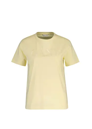 Sarı Bisiklet Yaka Regular Fit Kısa Kollu Kadın T-Shirt