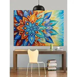 Tablomega Soyut Çiçek Mandala Desen Dekoratif Kanvas - Mdf Ahşap Tablo 35x50 cm