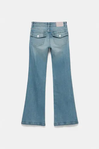 Düşük bel bootcut jean Yeşilimsi mavi