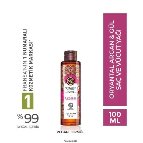 Saç ve Vücut Yağı - Nemlendirici Besleyici Oryantal Argan Gül -Vegan