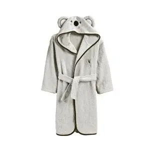 ELY PARKER Çocuk Bornozu, Pamuklu, Kapüşonlu, Erkek Çocuk, Koala Ayı, Gri (7-8 Yaş) 7-8 Yaş