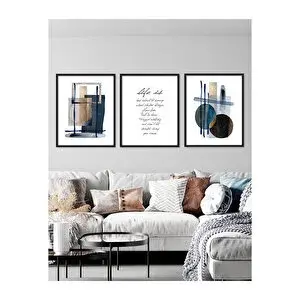Vetro Design Abstract Çerçeveli Tablo Set 30x40 Cm Siyah