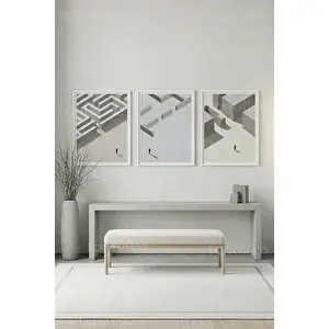Tontilika Modern Mekansal Keşifler 3’lü Ahşap Çerçeveli Tablo Seti 30x42 cm