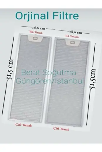 Bosch Davlumbaz Aspiratör 18,6 X 51,5 -16,6x51,5 Cm Alüminyum Metal Yağ Filtresi 2 Adet Set