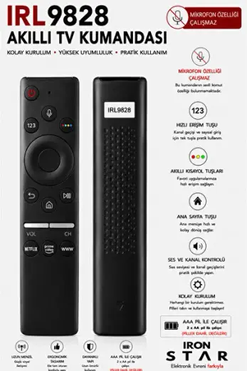 TV kumandası / Samsung Smart TV kumandası / Samsung televizyon kumandası / Samsung akıllı TV kumandası / Samsung uyumlu kumanda / Samsung TV uzaktan kumanda / oled tv / qned tv / led tv ırl9828