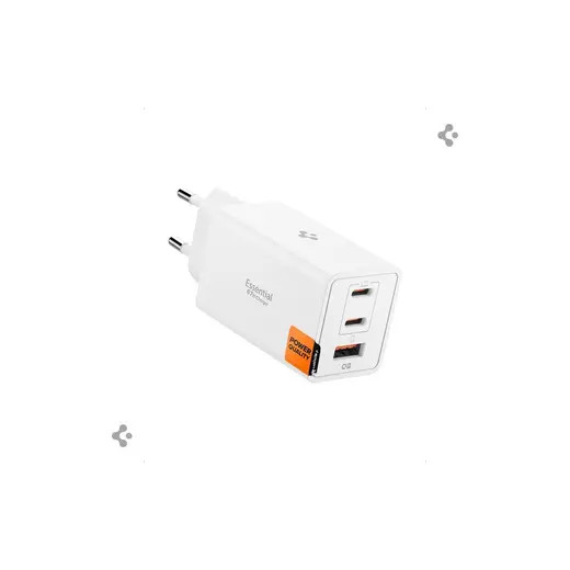 Spigen 67W USB-C + USB-A 3 Port Hızlı Şarj Aleti PPS 3.0 Super Hızlı Şarj GaN Pro Isı Düşürücü Güç Adaptörü Akım Koruma iPhone & Android & iPad & MacBook Type-C Beyaz - ACH08710 (Spigen TR Garantili)