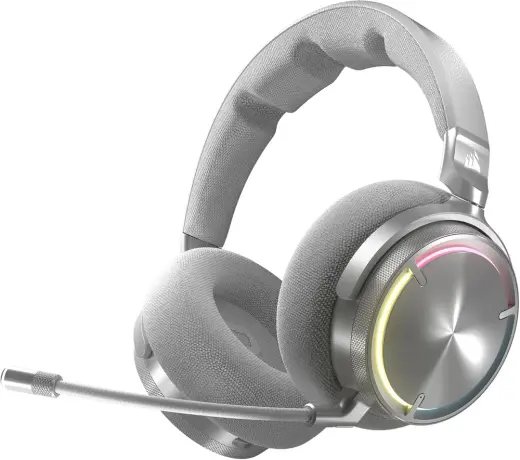Corsair Virtuoso MAX Kablosuz Oyun Kulaklığı - Dolby Atmos, Sonarworks SoundID, 2.4GHz Kablosuz, Bluetooth, Gürültü Engelleme, Çok Yönlü Mikrofon, 50 mm Grafen Sürücüler, PC, PS5 - Gümüş