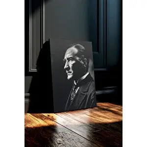 Mgi Design Atatürk Kanvas Tablo Siyah Beyaz İşyeri Ev | Modern Duvar Dekoru | Salon, Yatak Odası Ve Ofis İçin | Sanatsal Ev Dekorasyonu 35x47 cm