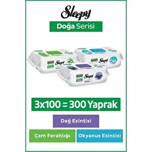Sleepy Doğa Serisi Yüzey Temizlik Havlusu&mendili Çam&okyanus&dağ Esintisi 3x100 (300 Yaprak)