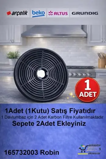 ADE 606 2B (7704331103) Davlumbaz Aspiratör Karbon Filtre TEK 1ADET Bacasız Kullanım Filtresi 165732002