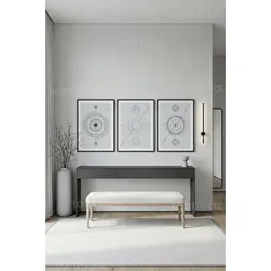 Tontilika Modern Geometrik Soyut Çizim 3’lü Ahşap Çerçeveli Tablo Seti 50 x 70 cm