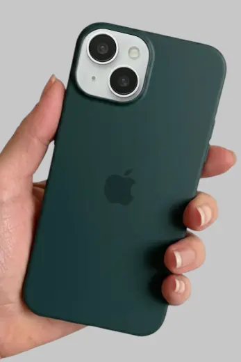Iphone 13-14 Uyumlu Kılıf Logolu Lansman Soft Yumuşak Içi Kadife Silikon Kapak Yeşil