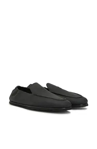 Siyah Lastik Detaylı Deri Loafer