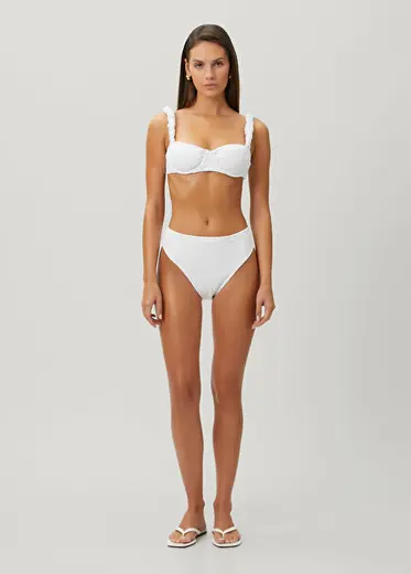 Gerbera Daisy Beyaz Yüksek Bel Bikini Altı